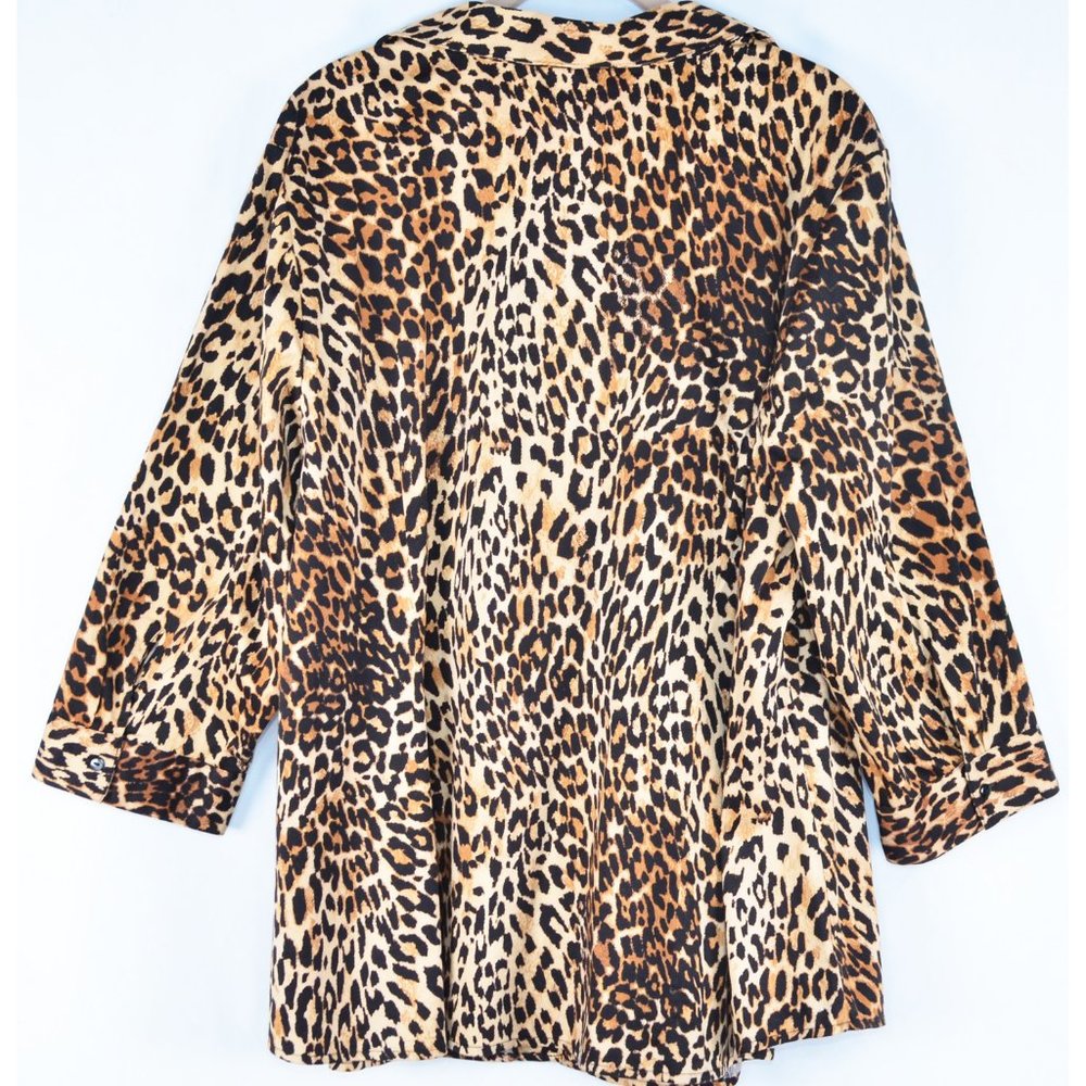 Lane Bryant Leopard Print 3/4 Sleeve Button Down Shirt Size 24 - Picture 4 of 5